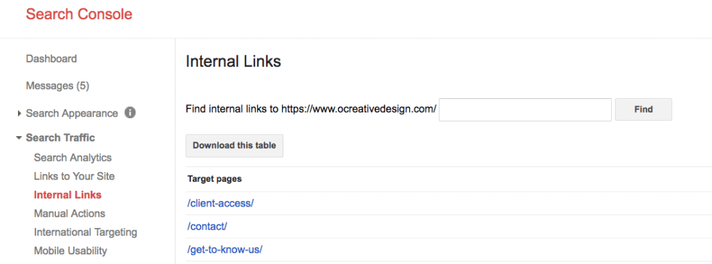 Internal Linking Google Search Console